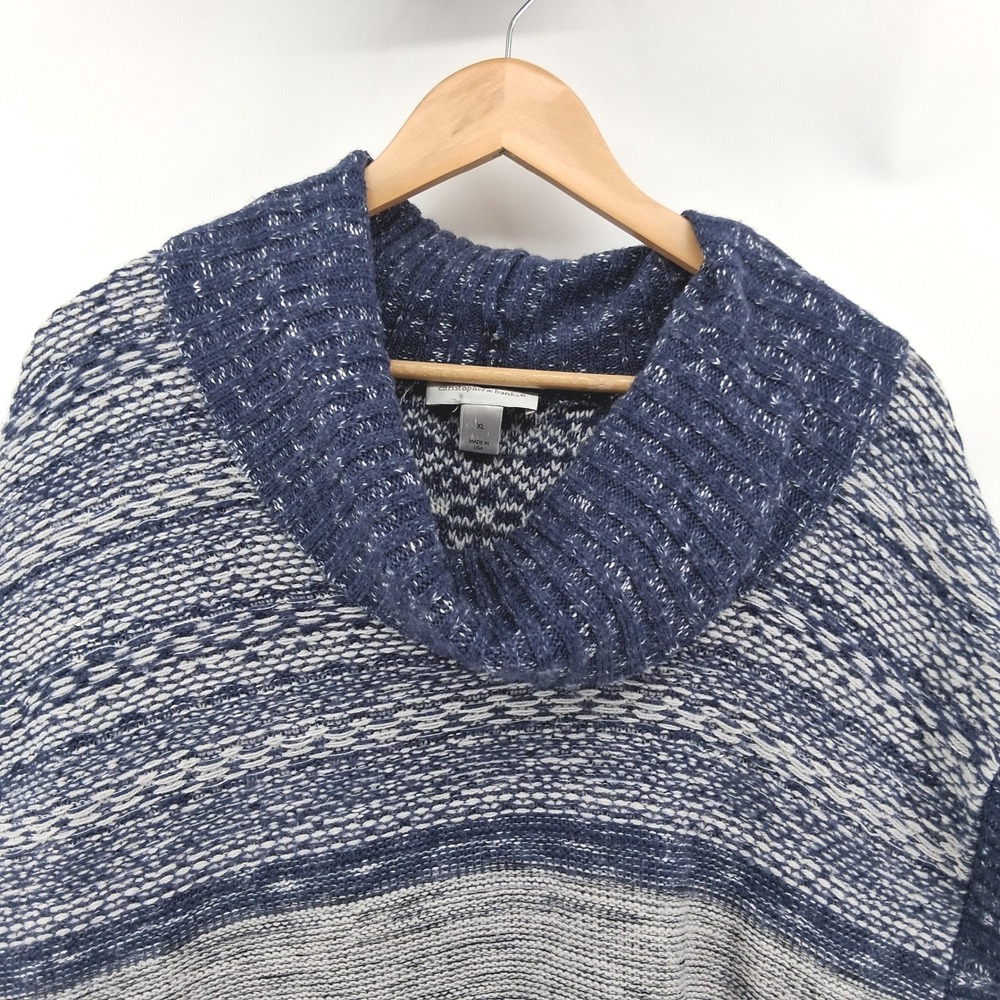 Christopher‎ & Banks Womens Sweater Vest XL Blue Marled Knit Cowl Neck Pullover - Picture 2 of 11